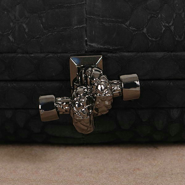 Bottega Veneta intrecciato python vein leather impero ayers knot clutch 11308 black